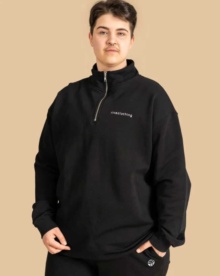 Riva Half-Zip Collegepaita, Musta